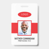 カラーモダンカスタムロゴ従業員名バーコード バッジ (Front)