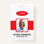 カラーモダンカスタムロゴ従業員名バーコード バッジ (正面)