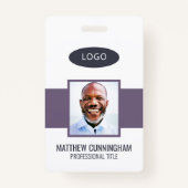 カラーモダンカスタムロゴ従業員名バーコード バッジ (正面)