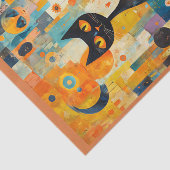 カラーモダンコラージュの上の世紀中頃の黒猫 薄葉紙 (詳細)