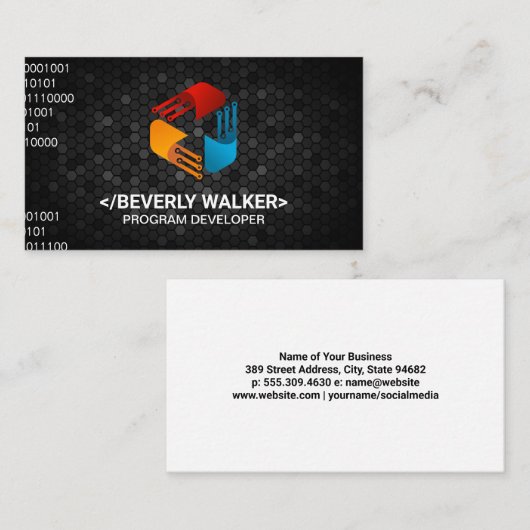 カラーモダンテックロゴ | バイナリコード 名刺 (正面/裏面)