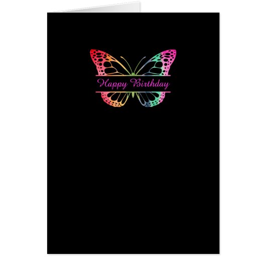 カラーモダンバタフライグリーティングカードグリッター (正面)