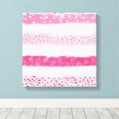 カラーモダンブストライプロック白いピンクのブラシストローク キャンバスプリント (インサイチュ (ウッドフロア))
