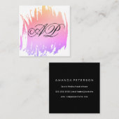 カラーモダンブラシ付きモノグラム スクエア名刺 (正面/裏面)