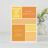 カラーモダンブロックイエローオレンジブライダルシャワー 招待状 (スタンド正面)