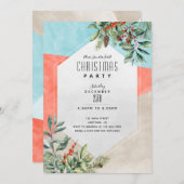 カラーモダンブロッククリスマス/休日 招待状 (正面/裏面)