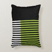 カラーモダンブロックストライプのライムグリーン白黒 アクセントクッション (正面(垂直))