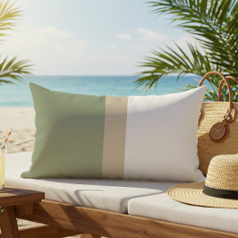 カラーモダンブロックセージ緑ベージュホワイト アウトドアクッション