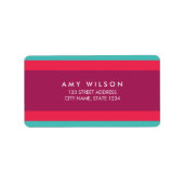 カラーモダンブロックターコイズピンクパープルアドレス ラベル (正面)