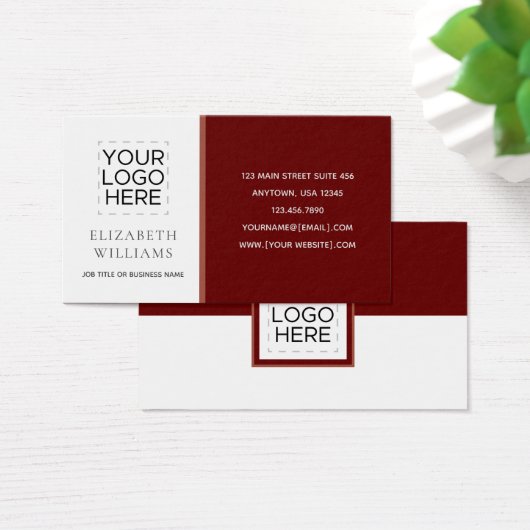 カラーモダンブロックバーガンディーマルーンの名刺 (デスク)