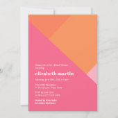 カラーモダンブロックピンクオレンジブライダルシャワーパーティー 招待状 (正面)