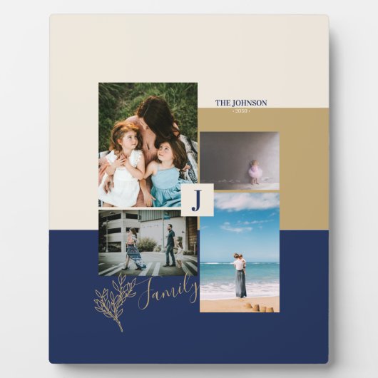 カラーモダンブロックファミリーギフト写真コラージュ フォトプラーク (正面)
