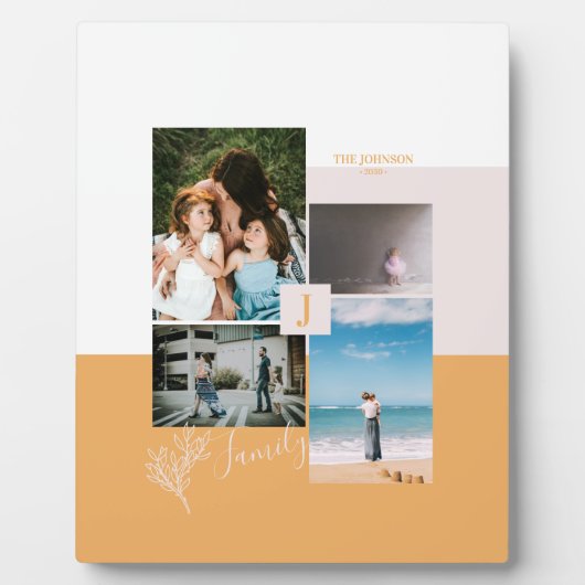 カラーモダンブロックファミリーギフト写真コラージュ フォトプラーク (正面)