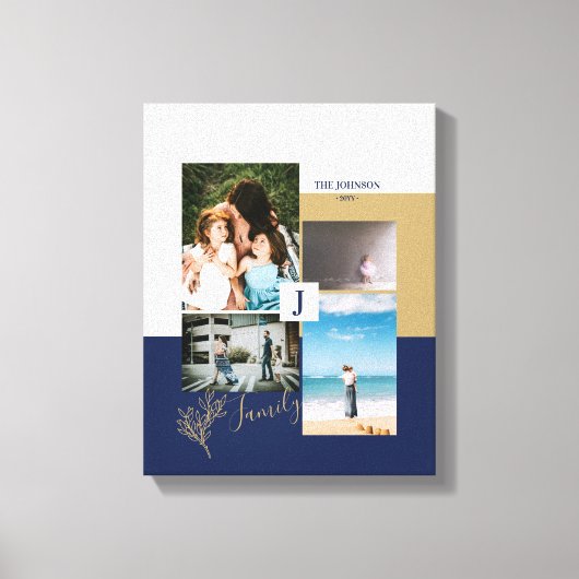 カラーモダンブロックファミリー写真コラージキャンバスPri キャンバスプリント (正面)