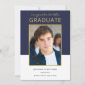 カラーモダンブロックフォト卒業お祝い 招待状 (正面)