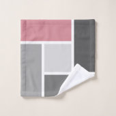 カラーモダンブロックモザイクダスティピンク灰色ホワイト バスタオルセット (ウォッシュタオル)