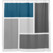 カラーモダンブロックモザイク海ブルーグレー白 シャワーカーテン (正面)