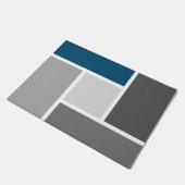 カラーモダンブロックモザイク海ブルーグレー白 ドアマット (アングル)