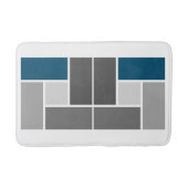 カラーモダンブロックモザイク海ブルーグレー白 バスマット (正面)
