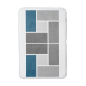 カラーモダンブロックモザイク海ブルーグレー白 バスマット (正面縦)