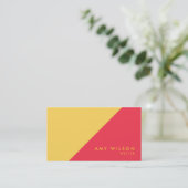 カラーモダンブロックレッド黄色ソーシャルメディア 名刺 (スタンド正面)