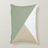 カラーモダンブロック三角形セージ緑ベージュ アクセントクッション (正面(垂直))