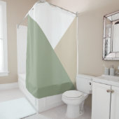 カラーモダンブロック三角形セージ緑ベージュ シャワーカーテン (インサイチュ)