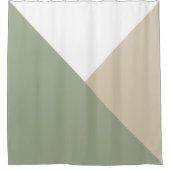カラーモダンブロック三角形セージ緑ベージュ シャワーカーテン (正面)