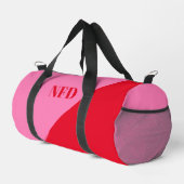 カラーモダンブロック – ホットピンク&レッドはっきりしたモノグラム ダッフルバッグ (右コーナー)