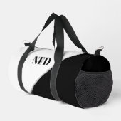 カラーモダンブロック – 白黒モノグラム ダッフルバッグ (右コーナー)