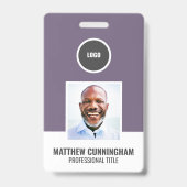 カラーモダンラウンドロゴ従業員名バーコード バッジ (正面)