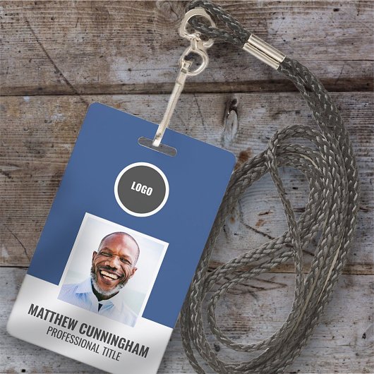 カラーモダンラウンドロゴ従業員名バーコード バッジ