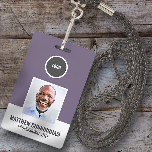 カラーモダンラウンドロゴ従業員名バーコード バッジ