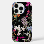 カラーモダン植物花柄ブラックカスタム Case-Mate iPhoneケース (裏面)