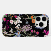 カラーモダン植物花柄ブラックカスタム Case-Mate iPhoneケース (裏面 (横))