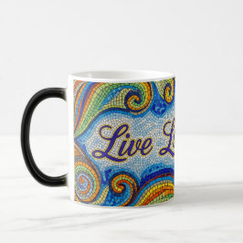 カラーモーフィング モザイク柄 セラミックマグカップ Live Laugh Love モーフィングマグカップ