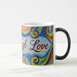 カラーモーフィング モザイク柄 セラミックマグカップ Live Laugh Love モーフィングマグカップ