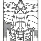 カラーユア独自の宇宙船の白黒デザイン シール (正面)