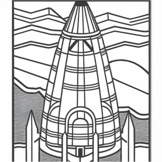 カラーユア独自の宇宙船の白黒デザイン シール (正面)