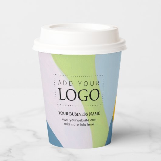 カラーユニークブロック抽象芸術アートビジネスロゴ 紙コップ (正面)