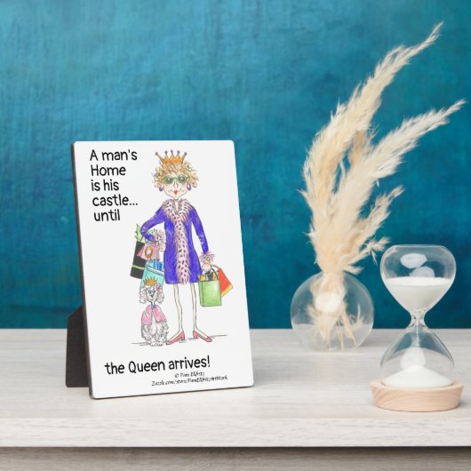 カラーユーモアのあるスケッチ女性クラウンクイーンズホーム フォトプラーク (側面)
