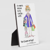 カラーユーモアのあるスケッチ女性クラウンクイーンズホーム フォトプラーク (側面)
