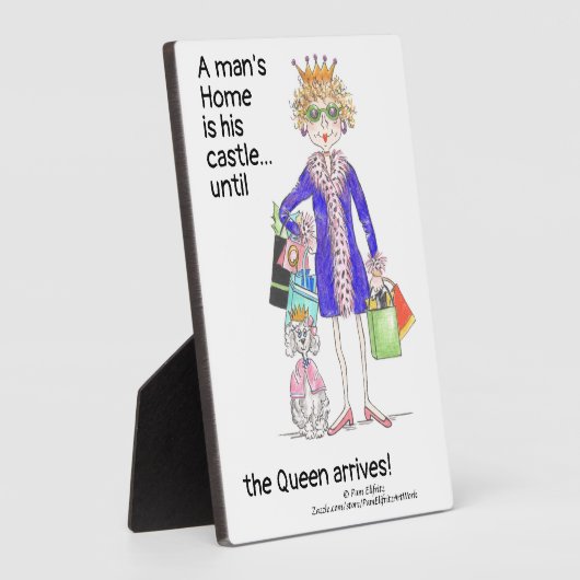 カラーユーモアのあるスケッチ女性クラウンクイーンズホーム フォトプラーク (側面)