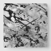 カラーラの大理石の白い灰色の銀製の黒い抽象芸術 スクエア壁時計 (正面)