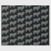 カラーラフな黄色と黒のグリッドライン ラッピングペーパー (フラット)