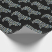 カラーラフな黄色と黒のグリッドライン ラッピングペーパー (角)