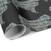 カラーラフな黄色と黒のグリッドライン ラッピングペーパー (ロールコーナー)