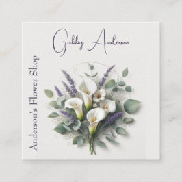 カラーリリーとラベンダー スクエア名刺