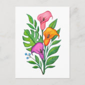 カラーリリーの花の絵色鉛筆 ポストカード (正面)