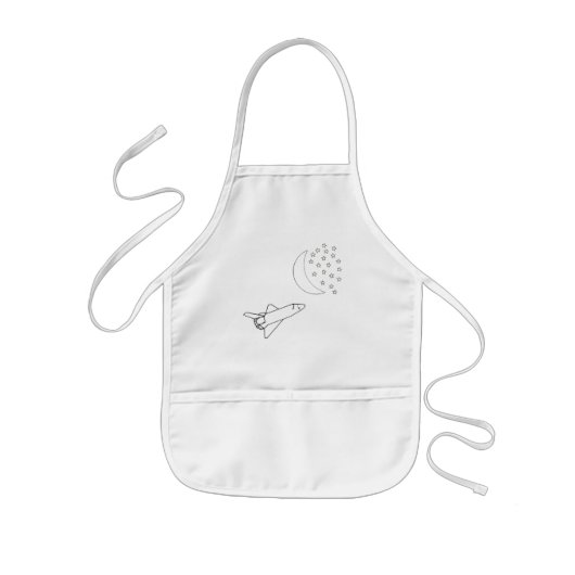 カラーリングアウトラインスターズムーン宇宙シャトルエプロン 子供用エプロン (正面)